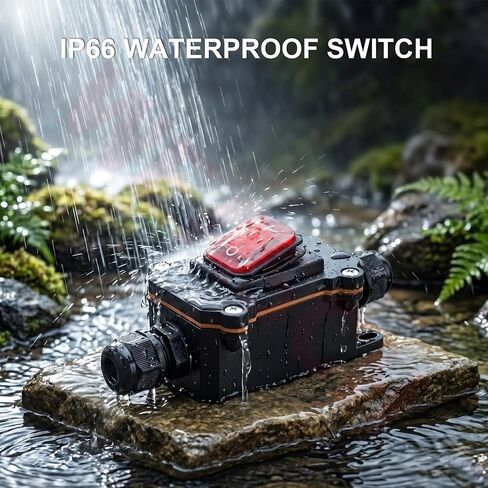 IP66 Waterproof Rocker Switch with Red Indicator Light, Heavy Duty 20A 125V 16A 250V, ON Off DPST 4-Pin, for Automotive Marine Boat Outdoor Equipment in Kuwait