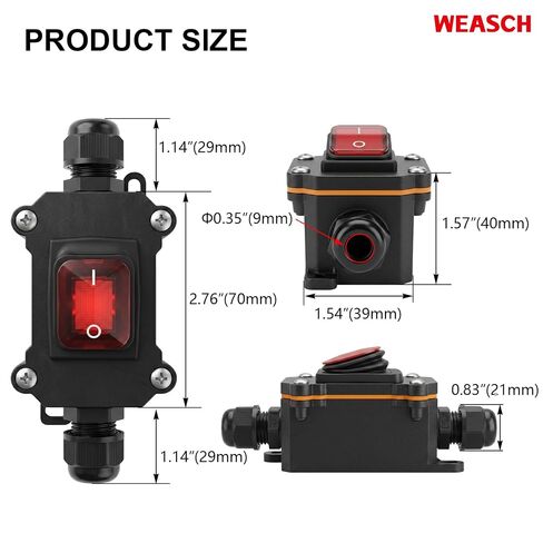 IP66 Waterproof Rocker Switch with Red Indicator Light, Heavy Duty 20A 125V 16A 250V, ON Off DPST 4-Pin, for Automotive Marine Boat Outdoor Equipment in Kuwait