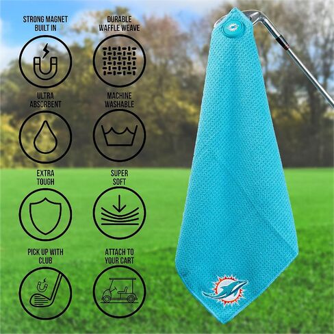 منشفة فريق الجولف / الببغاء بادلز NFL Miami Dolphins من الألياف الدقيقة المغناطيسية in Kuwait