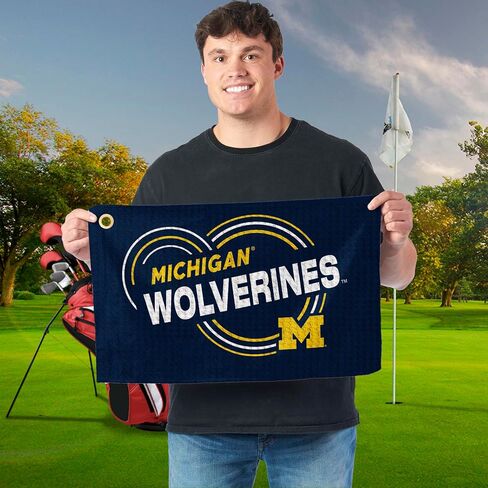 منشفة الجولف Northwest NCAA Michigan Wolverines، نسيج وافل من الألياف الدقيقة مرخص رسميًا، ماص مقاس 16 × 25 بوصة، ملحق تنظيف النادي، تصميم قطرات in Kuwait