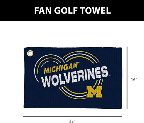 منشفة الجولف Northwest NCAA Michigan Wolverines، نسيج وافل من الألياف الدقيقة مرخص رسميًا، ماص مقاس 16 × 25 بوصة، ملحق تنظيف النادي، تصميم قطرات in Kuwait
