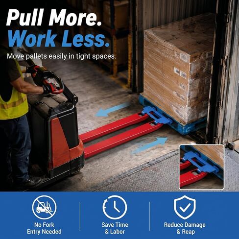 Zonon Steel غير قابل للتعديل Pallet Jockey Puller 10-3 / 16 ″ x 28-1 / 2 ″ x 4-1 / 8 ″ 4000 رطل سعة شاحنة البليت الكهربائية الثقيلة مرفق لوضع ورفع رصيف المستودعات in Kuwait