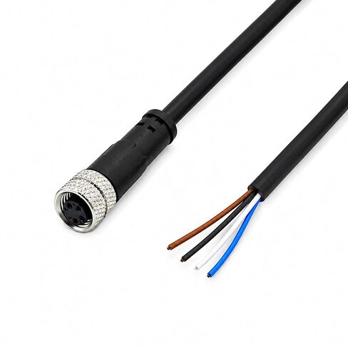 M8 4-Pin أنثى موصل سلكي مسبقًا كابل 1 متر 24AWG، IP67 مقاوم للماء، اتصالات نحاسية مطلية بالذهب، PVC مثبطات اللهب لأجهزة الاستشعار والأتمتة in Kuwait