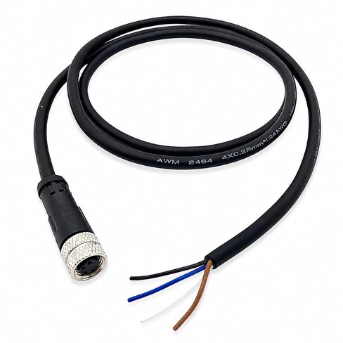 M8 4-Pin أنثى موصل سلكي مسبقًا كابل 1 متر 24AWG، IP67 مقاوم للماء، اتصالات نحاسية مطلية بالذهب، PVC مثبطات اللهب لأجهزة الاستشعار والأتمتة in Kuwait