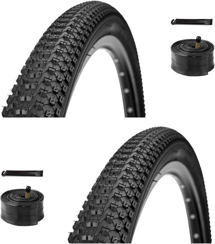 WHEELO Mountain Bike Tires Set: 2-Pack 20/24/26x1.95 inch Folding Replacement High-Performance Wear-Resistant Bicycle Tires and Pair Inner Tubes with Tire Levers for MTB Off-Road Bike in Kuwait