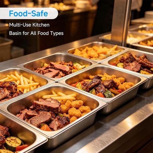 4 Pack Hotel Pans with Lids,1/2 Half Size 4 Inch Deep Stainless Steel Steam Table Pan,Half Pans with Lids Commercial Food Pans for Catering,Buffet, Restaurant,Home Use in Kuwait