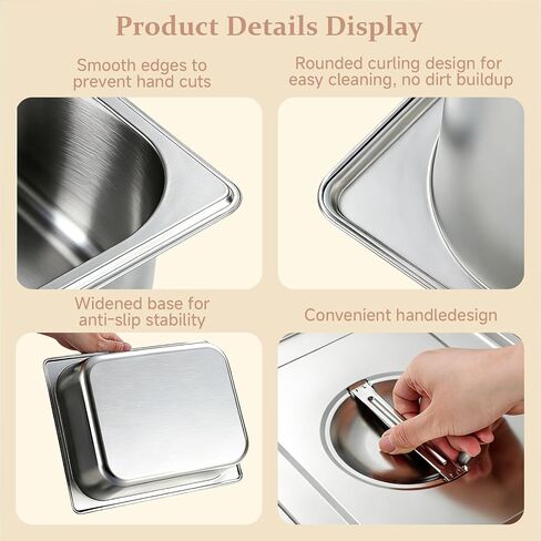 4 Pack Hotel Pans with Lid,Stainless Steam Hotel Pan 1/2 Half Size, 4'' Deep Stainless Steel Food Pan for Steam Table,Home, Party, Restaurant, Hotel, Buffet in Kuwait