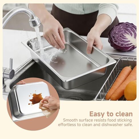 4 Pack Hotel Pans with Lid,Stainless Steam Hotel Pan 1/2 Half Size, 4'' Deep Stainless Steel Food Pan for Steam Table,Home, Party, Restaurant, Hotel, Buffet in Kuwait