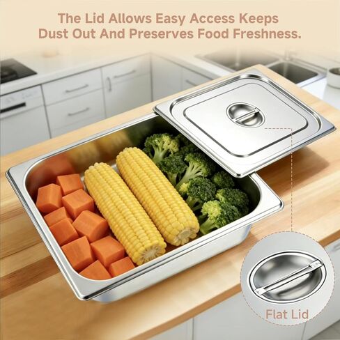 4 Pack Hotel Pans with Lid,Stainless Steam Hotel Pan 1/2 Half Size, 4'' Deep Stainless Steel Food Pan for Steam Table,Home, Party, Restaurant, Hotel, Buffet in Kuwait