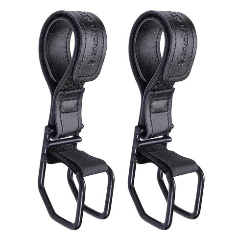 Vigorport Baby Stroller Hooks for Hanging Diaper Bags, Genuine Leather Stroller Organizer Clip for Purse Shopping, Wonderfold Wagon, Snap and Go Stroller Accessories (Normal, Black) in Saudi Arabia