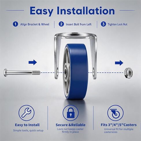 8-Set Caster Wheel Bolts and Nuts,5/16"-18x2-1/5,Carbon Steel Galvanized, hex Head Screw with 1/2" Lock Keyway, Replacement Hardware for Handcarts, Dollies and Utility Carts. in Kuwait