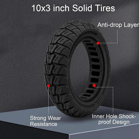 قطعتان 10x3.0 255x80 (80/65-6) إطار صلب، إطارات سكوتر كهربائية 10 بوصات 10 × 3.0 إطارات صلبة أمامية أو خلفية بديلة من المطاط الصلب متوافقة مع إطار سكوتر كهربائي 10x3.0 (أسود) in Kuwait