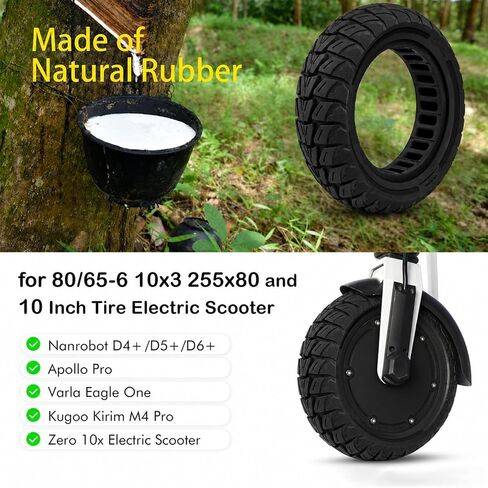 قطعتان 10x3.0 255x80 (80/65-6) إطار صلب، إطارات سكوتر كهربائية 10 بوصات 10 × 3.0 إطارات صلبة أمامية أو خلفية بديلة من المطاط الصلب متوافقة مع إطار سكوتر كهربائي 10x3.0 (أسود) in Kuwait