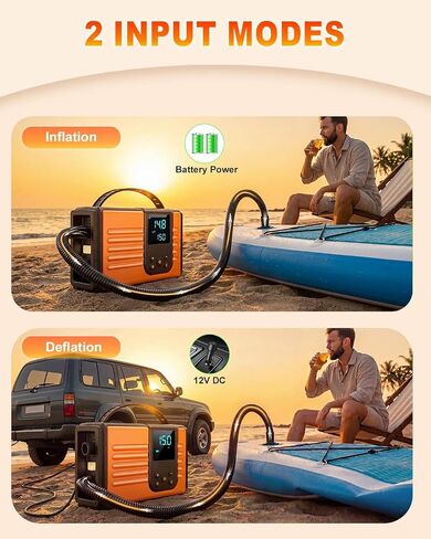 50PSI Paddle Board Electric Pump, 10000mAh SUP Pump with Inflation & Deflation, Rechargeable Paddleboard Pump with Auto-Off, 12V DC & Type-C Air Pump for Paddle Boards, Kayaks, Car Tires in Kuwait