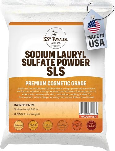 8oz Sodium Lauryl Sulfate (SLS) Powder | High Foaming Surfactant for Soap Making, Shampoo & Cleansers – Powerful Lathering Agent for Personal Care Formulations | 8 Ounces in Kuwait