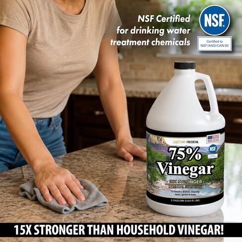 Nature's Freedom 75% خل مركّز - منظف قوي صناعي للغالون للمنزل والحديقة والأسطح الخارجية، معتمد من NSF in Kuwait