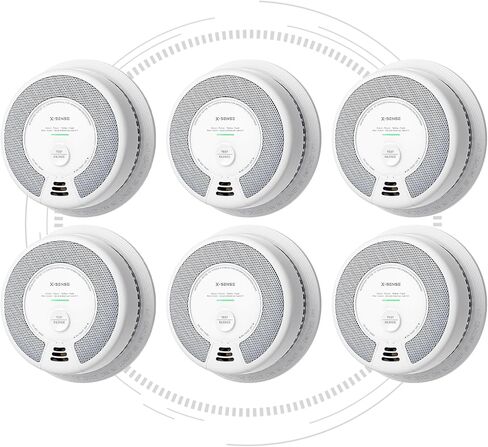 X-Sense 6-Pack Interconnected Smoke and CO Detector, SC06-W | 10-Year Sealed Battery (Not Hardwired), Interconnected Alerts, 2-in-1 smoke & CO, Easy Install, UL 217 & UL 2034 Certified in Saudi Arabia