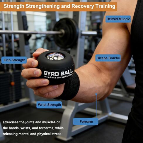 EXBEPE All-Metal Wrist Gyro Ball,Weighted Power Wrist Ball,Wrist Forearm Trainer for Strength & Rehabilitation,Carpal Tunnel Relief Tool,Desk Stress Relief Toy,for Sports & Office Use with Ball Bag in Kuwait