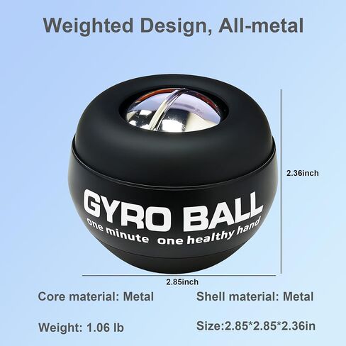 EXBEPE All-Metal Wrist Gyro Ball,Weighted Power Wrist Ball,Wrist Forearm Trainer for Strength & Rehabilitation,Carpal Tunnel Relief Tool,Desk Stress Relief Toy,for Sports & Office Use with Ball Bag in Kuwait