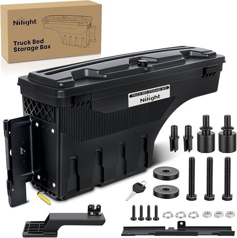Nilight Truck Bed Tool Box Driver Side & Passenger Side Truck Tool Box Fit for Toyota Tundra 2007-2021 ABS Swing Case Truck Bed Storage Box with Lockable Lid Waterproof Wheel Well Toolbox Black in Saudi Arabia