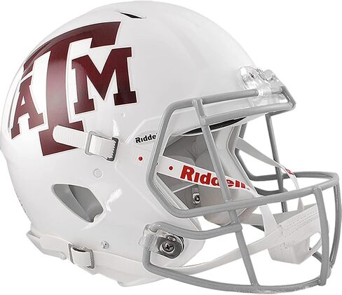 خوذة Riddell NCAA Texas A&M Aggies أصلية كاملة الحجم بنمط السرعة باللون الأبيض البديل، مقاس واحد، لون الفريق in Kuwait