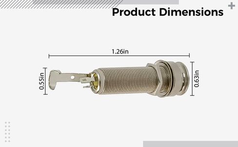 Guitar Endpin Jack 6.35 mm, Metal Pickup Output Jack with Strap Tail Pin, Nickel Plated Silver Guitar Jack for Acoustic Guitar in Kuwait