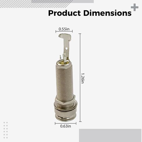 Guitar Endpin Jack 6.35 mm, Metal Pickup Output Jack with Strap Tail Pin, Nickel Plated Silver Guitar Jack for Acoustic Guitar in Kuwait
