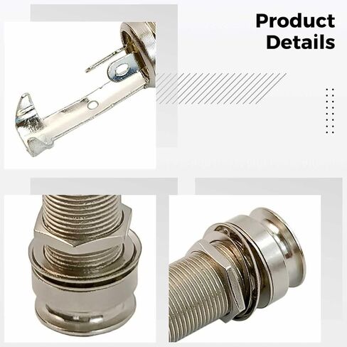 Guitar Endpin Jack 6.35 mm, Metal Pickup Output Jack with Strap Tail Pin, Nickel Plated Silver Guitar Jack for Acoustic Guitar in Kuwait
