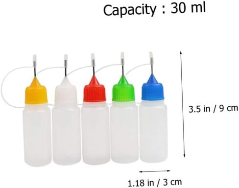 jojofuny 20 Pack 30ml Refillable Plastic Glue Squeeze Bottles with Needle Tip and Caps, Semi- Liquid Dispensing Applicator Bottles for Industrial and Craft Use Random Color in Kuwait