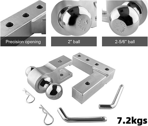 Aluminum 4 Levels Adjustable 6" Trailer Raise Drop W/Tow Hook Double Ball Mount 2 Inch Standard Receiver Parts in Kuwait