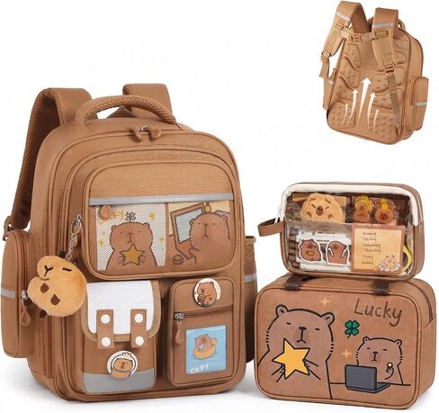 Capybara Backpack Mochila Capybara Cute Kawaii Kapibara Daypack Funny Going Out Cartoon Laptop Travel Casual Bag(Khaki,Medium) in Saudi Arabia