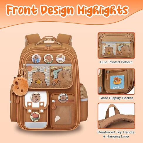 Capybara Backpack Mochila Capybara Cute Kawaii Kapibara Daypack Funny Going Out Cartoon Laptop Travel Casual Bag(Khaki,Medium) in Saudi Arabia