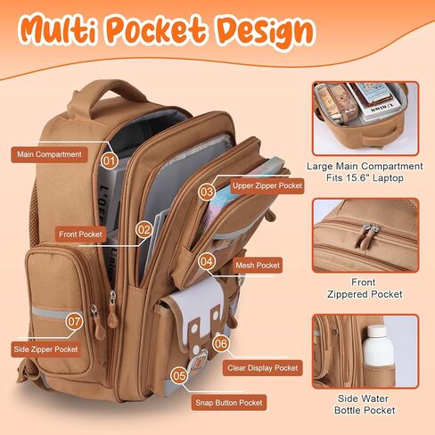 Capybara Backpack Mochila Capybara Cute Kawaii Kapibara Daypack Funny Going Out Cartoon Laptop Travel Casual Bag(Khaki,Medium) in Saudi Arabia