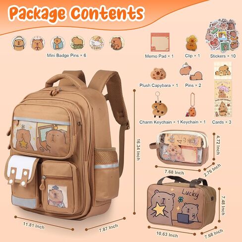 Capybara Backpack Mochila Capybara Cute Kawaii Kapibara Daypack Funny Going Out Cartoon Laptop Travel Casual Bag(Khaki,Medium) in Saudi Arabia