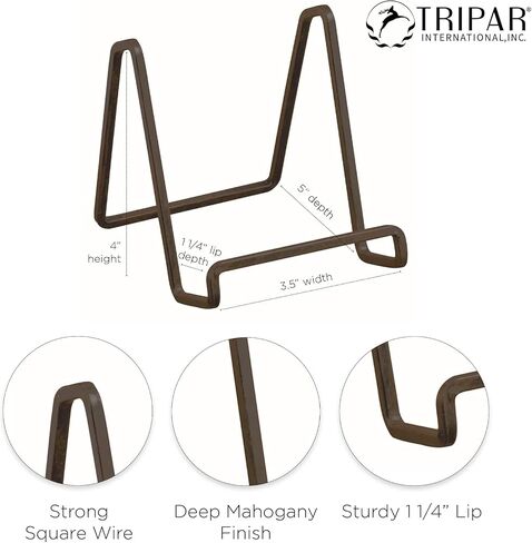 TRIPAR 6 عبوات من حامل/حامل كتب مربع مطلي بخشب الماهوجني مقاس 4 بوصات، حامل سلكي صغير، حوامل صور صغيرة للطاولة، عرض لإطارات الصور، واللوحات واللوحات in Kuwait