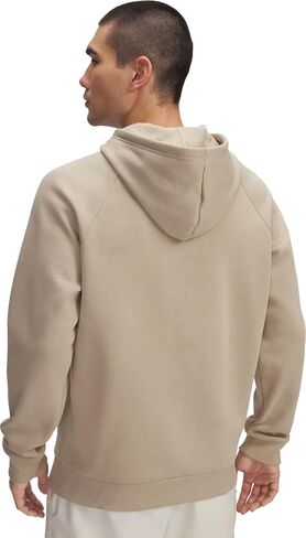 Under Armour - سترة بغطاء رأس للرجال بشعار Rival Fleece Nov، اللون كاكي سيتي (299)، المقاس: كبير × طويل in Kuwait