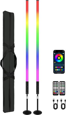 شريط أضواء أنبوب DJ، 2 حزمة 4 أقدام RGBW 4IN1 LED شريط إضاءة أنبوبي مع حامل وحقيبة حمل 5200 مللي أمبير في الساعة تعمل بالبطارية عن بعد والتحكم في التطبيق لحفلات الرقص وحفلات الزفاف وإضاءة التصوير الفوتوغرافي بالفيديو in Kuwait