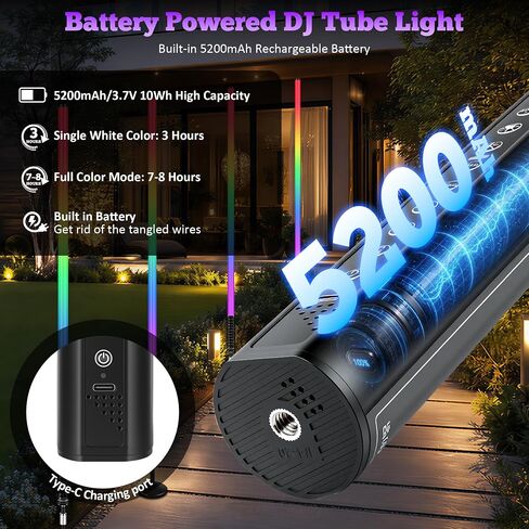 شريط أضواء أنبوب DJ، 2 حزمة 4 أقدام RGBW 4IN1 LED شريط إضاءة أنبوبي مع حامل وحقيبة حمل 5200 مللي أمبير في الساعة تعمل بالبطارية عن بعد والتحكم في التطبيق لحفلات الرقص وحفلات الزفاف وإضاءة التصوير الفوتوغرافي بالفيديو in Kuwait