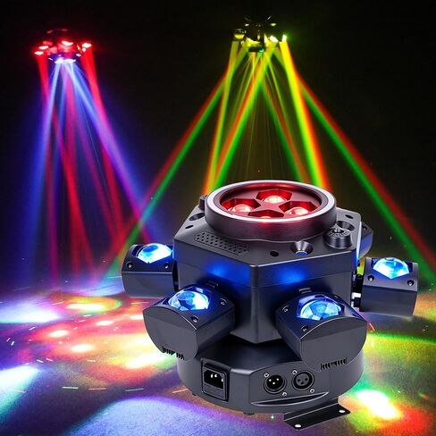 Moving Head DJ Lights 6-Arm Lamp with Remote Control 150w RGBW 4in1 LED DJ Stage Lights Moving Head Disco Light DMX512 & Sound Activated Rotating Light Starlight for Wedding Live House KTV Bar & Club in Kuwait