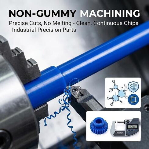 2PCS Blue Acetal Copolymer Rods - 0.8" Diameter x 12" Length Standard Tolerance POM-C Plastic Round Bar, Non-Gummy During Machining, High Strength Engineering Plastic for CNC Lathe & Precision Parts in Kuwait