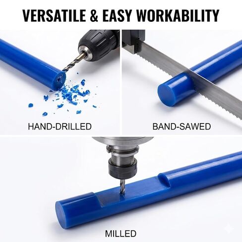 2PCS Blue Acetal Copolymer Rods - 0.8" Diameter x 12" Length Standard Tolerance POM-C Plastic Round Bar, Non-Gummy During Machining, High Strength Engineering Plastic for CNC Lathe & Precision Parts in Kuwait