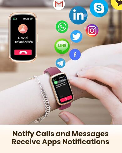 Fitness Trackers,Smart Watches for Men Women with 24/7 Heart Rate/Sleep Monitor, Fitness Watch with IP68 Waterproof, Health Activity Trackers for Android and iPhone Burgundy-Gold in Kuwait