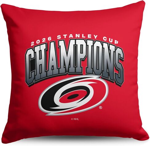 Northwest NHL Carolina Hurricanes 2026 Stanley Cup Champions Double-Sided Printed Throw Pillow, Soft Decorative Polyester Fan Cushion, Couch Bed or Game Room Decor, 18 x 18 in in Kuwait