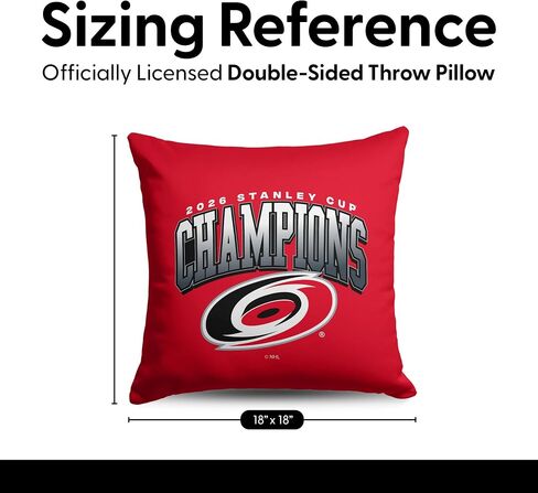 Northwest NHL Carolina Hurricanes 2026 Stanley Cup Champions Double-Sided Printed Throw Pillow, Soft Decorative Polyester Fan Cushion, Couch Bed or Game Room Decor, 18 x 18 in in Kuwait