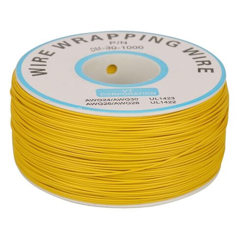 سلك نحاسي مطلي بالقصدير 30AWG، سلك توصيل من السيليكون عالي الحرارة للإلكترونيات، بكرة 200 متر مثالية للوحة الأم للكمبيوتر المحمول وشاشة LCD ولحام PCB (أصفر) in Kuwait