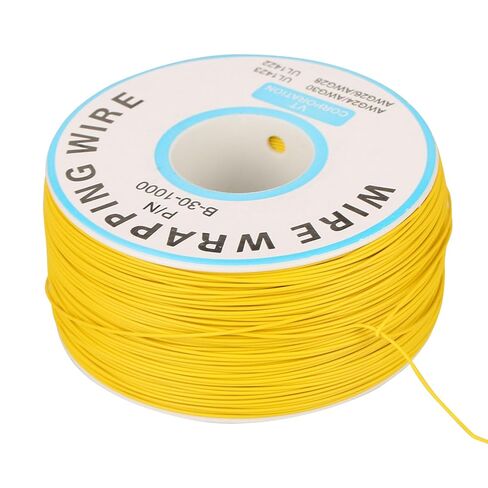 سلك نحاسي مطلي بالقصدير 30AWG، سلك توصيل من السيليكون عالي الحرارة للإلكترونيات، بكرة 200 متر مثالية للوحة الأم للكمبيوتر المحمول وشاشة LCD ولحام PCB (أصفر) in Kuwait