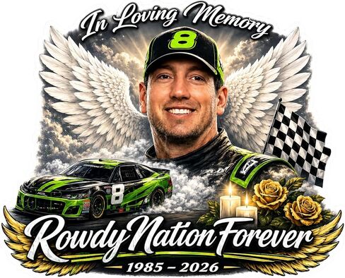 Kyle Busch Rowdy Nation Forever Memorial Sticker, Vinyl, 5x4 Inch, Glossy Finish, Multicolor Racing Tribute Sticker for Cars, Trucks, Laptops in Kuwait