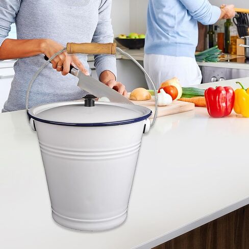 Enamel-Coated Metal Pail with Sturdy Handle for Outdoor Events, 3L in Kuwait