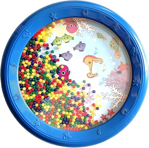 Wave Bead Ocean Drum Plastic Educational Wave Pattern Design Sound Drum for Children Adults Materials Plastic (8in Blue Fish Horse Pattern) in Kuwait