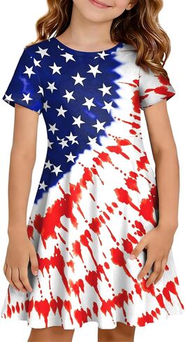 Pechar 4th من يوليو قمصان نساء أمريكان فستان العلم الأمريكي الوطني Tees v Neck Beach Swimsuit Coverup in Kuwait